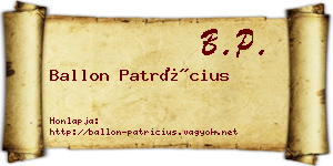 Ballon Patrícius névjegykártya